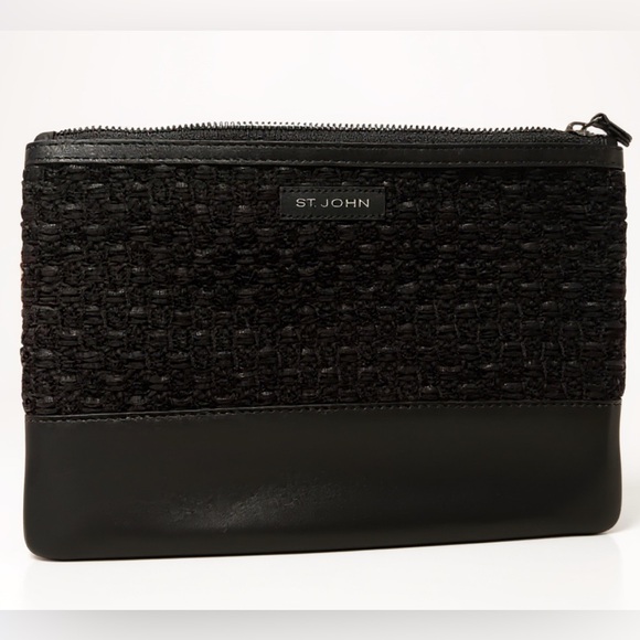 St.John Tweed Leather Evening Bag Chanel - Picture 1 of 5